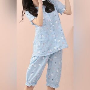 EASYMONG 100% Cotton Cat Pattern Summer Pajama Set